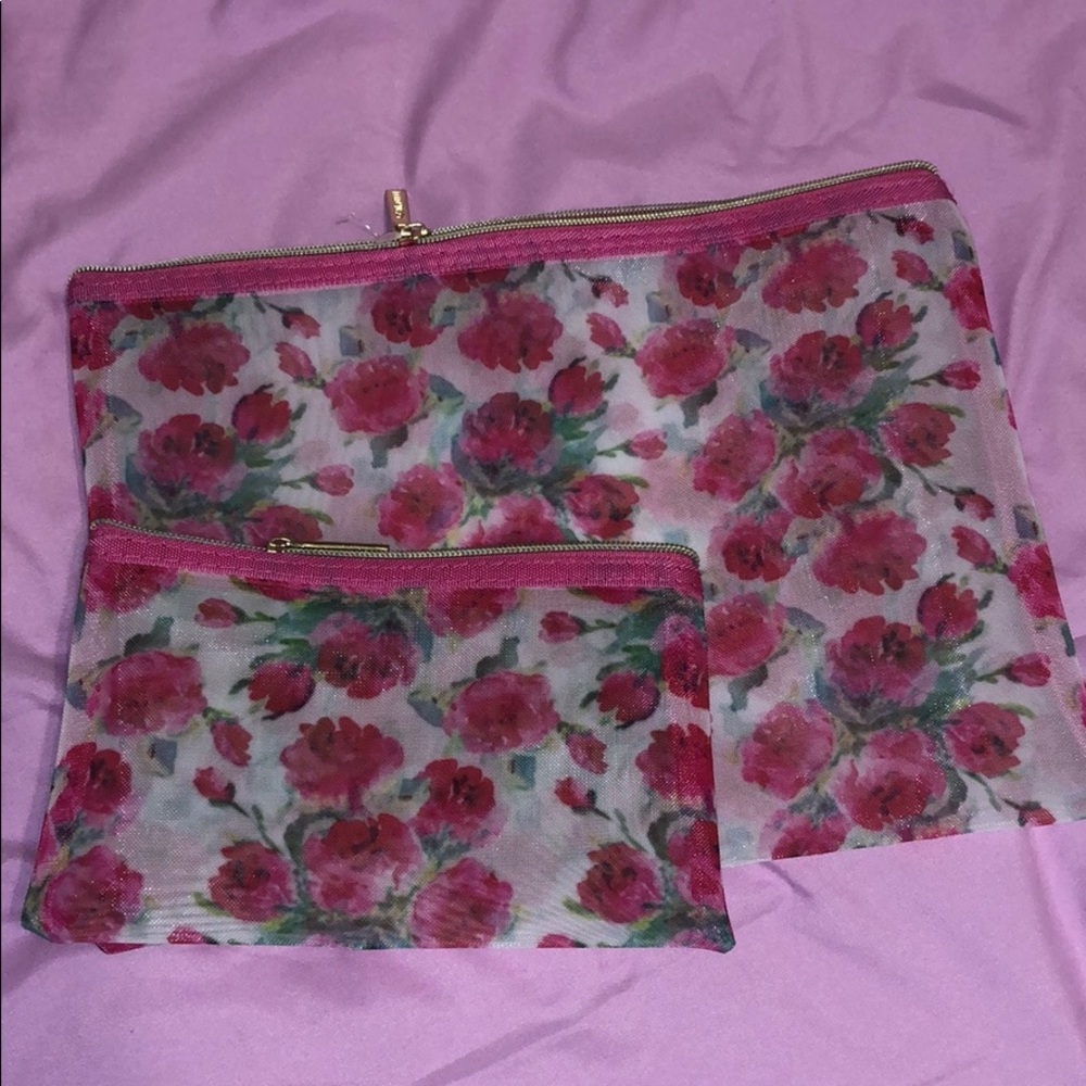 Mesh Floral Print Makeup Bags!